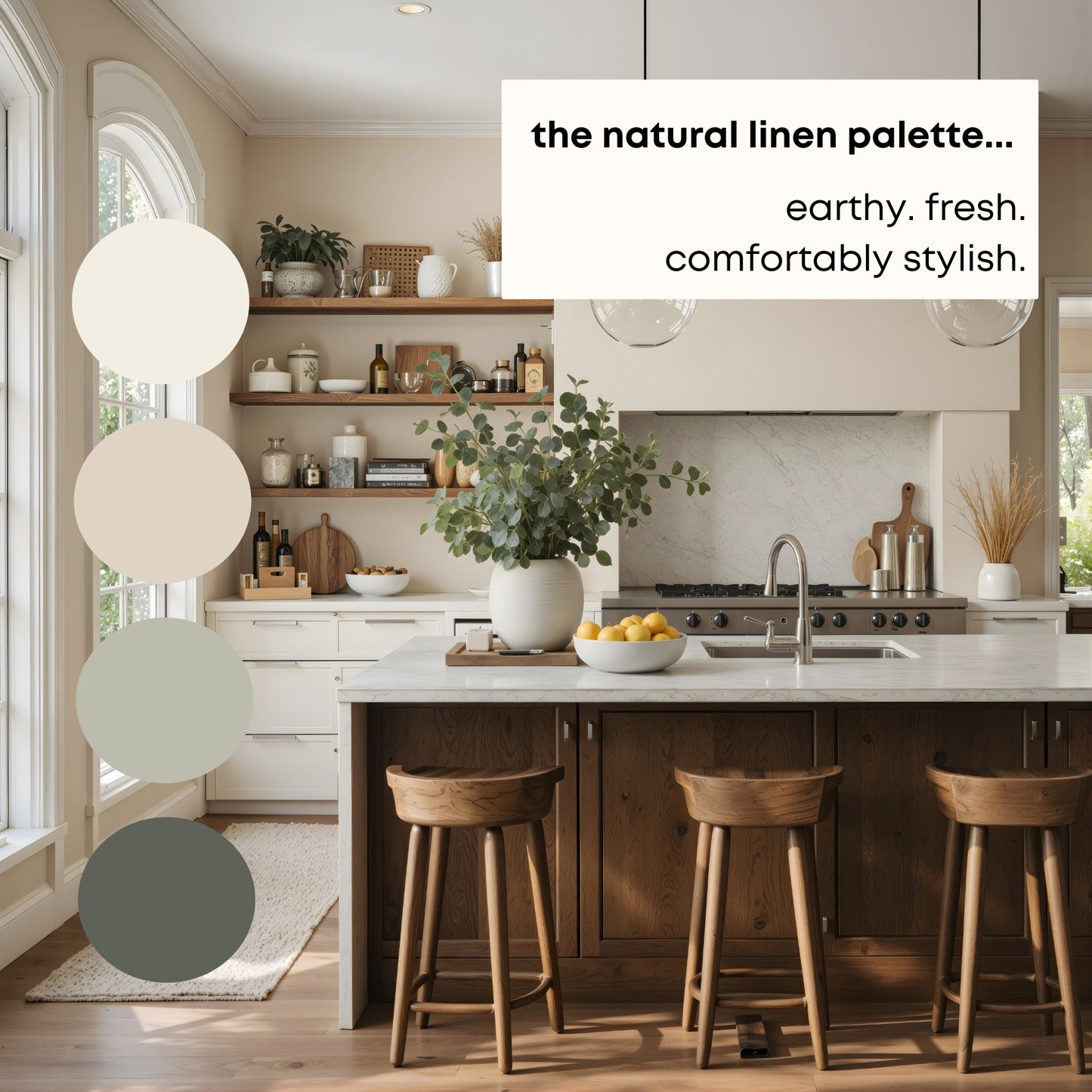 Natural Linen Sherwin Williams Paint Palette, Neutral Interior Paint Colors, Transitional, Mediterranean Coastal Color Scheme