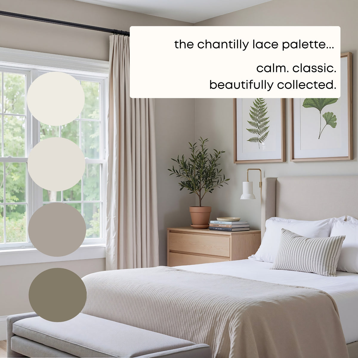 Chantilly Lace Benjamin Moore Paint Palette | Timeless Neutral Interior Paint Colors | Warm Neutrals | Rich Timeless Colors