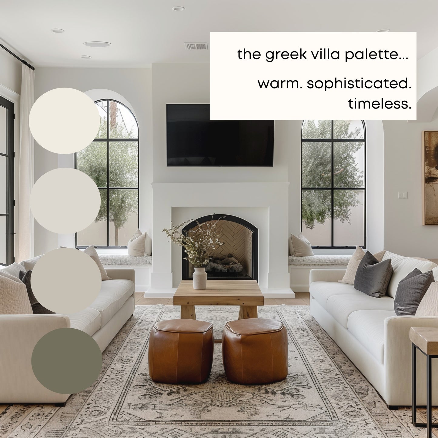 Greek Villa Sherwin Williams Paint Palette, Neutral Interior Paint Colors, Lake House Color Scheme, Drift of Mist