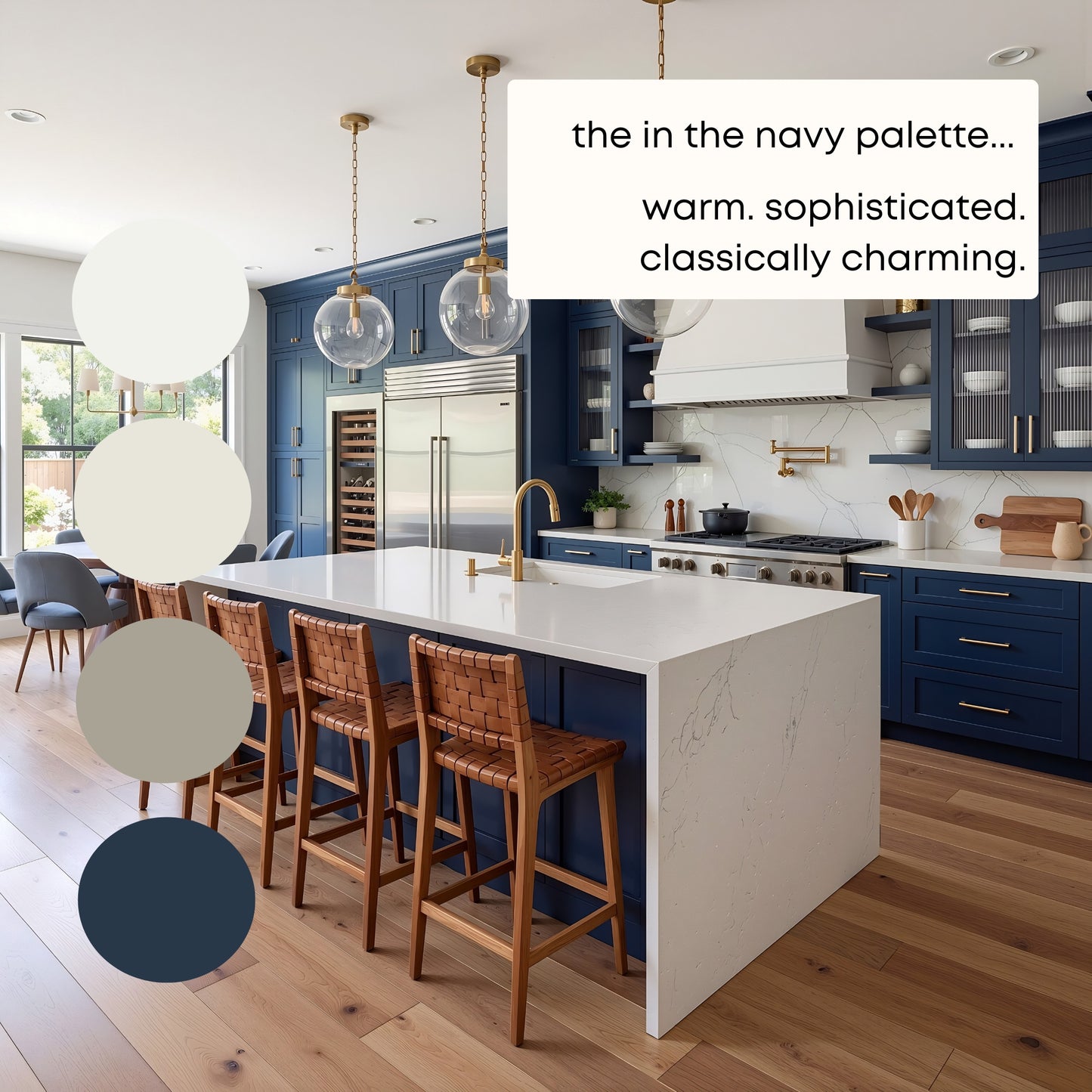 In the Navy Sherwin Williams Paint Palette - Modern Neutral Interior Paint Colors for Home, In the Navy Compliments, Whole House Color Palette, Sherwin Williams Pure White