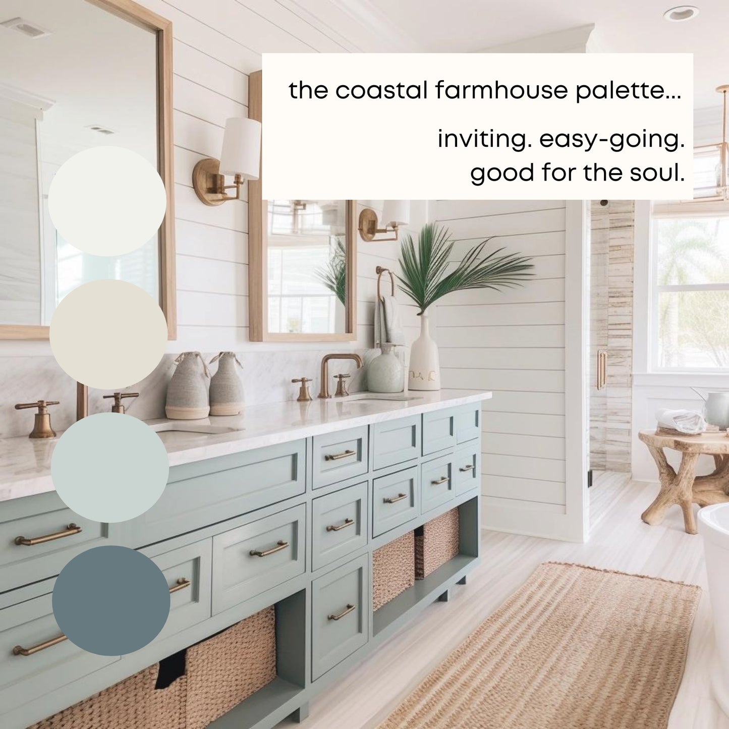 Coastal Farmhouse Benjamin Moore Paint Palette, Interior Paint Colors for Home, Calm Neutrals, Beach House, Beach Glass