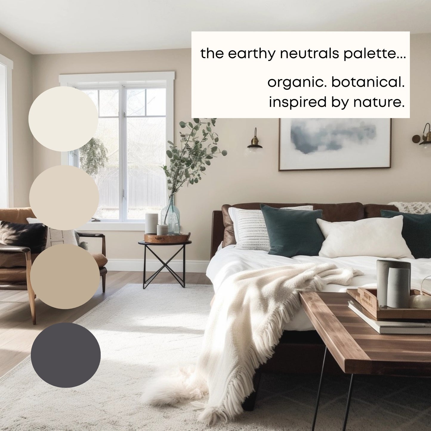 Earthy Neutrals Sherwin Williams Paint Palette, Interior Paint Colors for Home, Modern Neutrals, Warm and Cozy, Natural Linen
