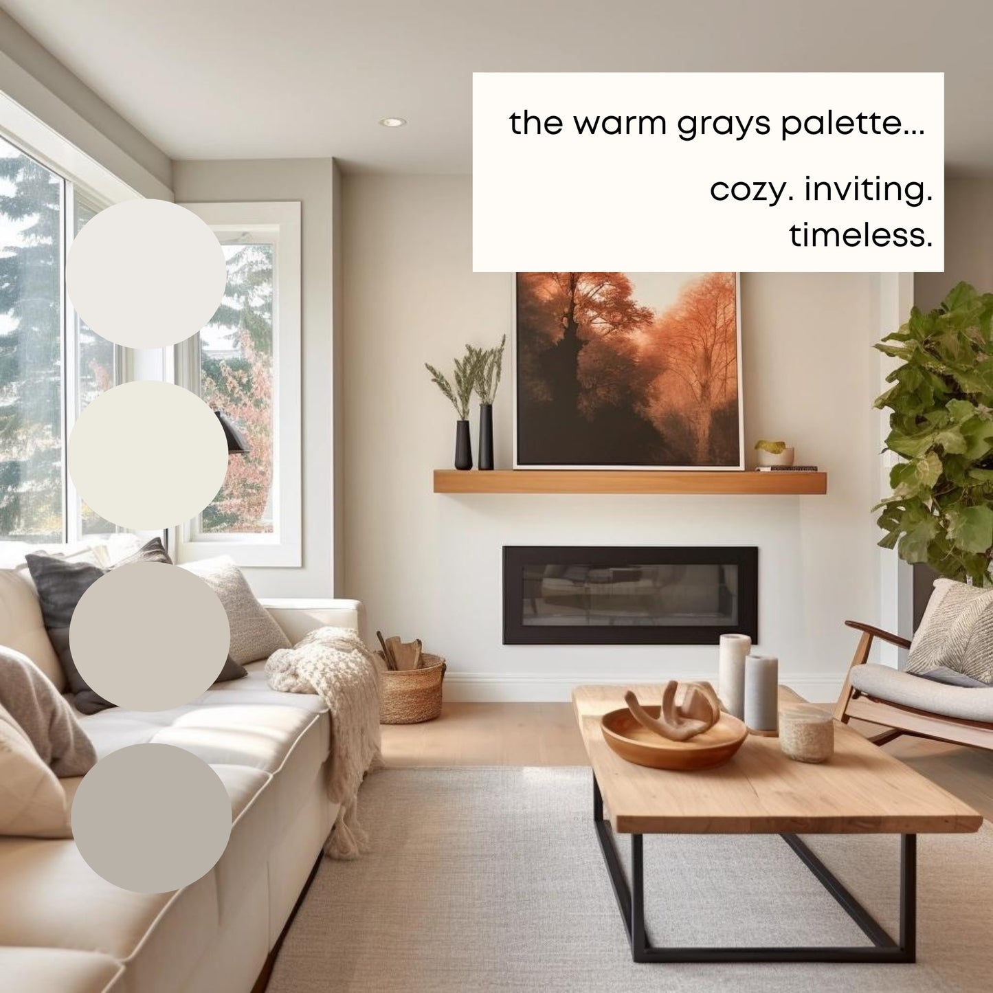 Warm Grays Sherwin Williams Paint Palette - Modern Neutral Interior Paint Colors for Home - Coordinating Interior Design Color Palette, Sherwin Williams, Worldly Gray