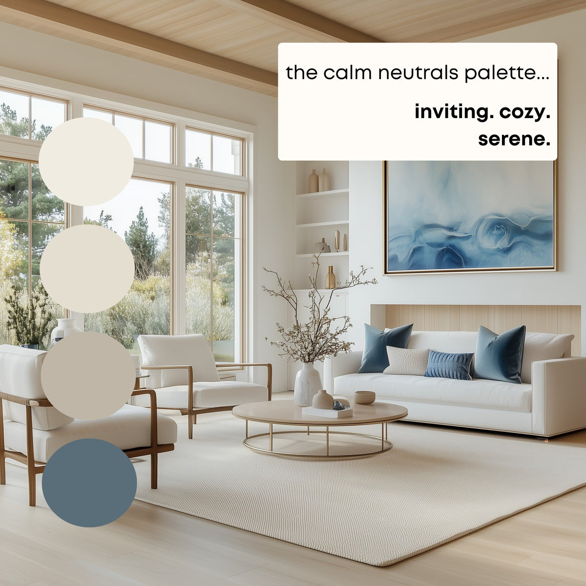 Calm Neutrals Sherwin Williams Paint Palette, Calm Neutral Interior Paint Colors, Beach House Coastal Color Scheme, Natural Choice