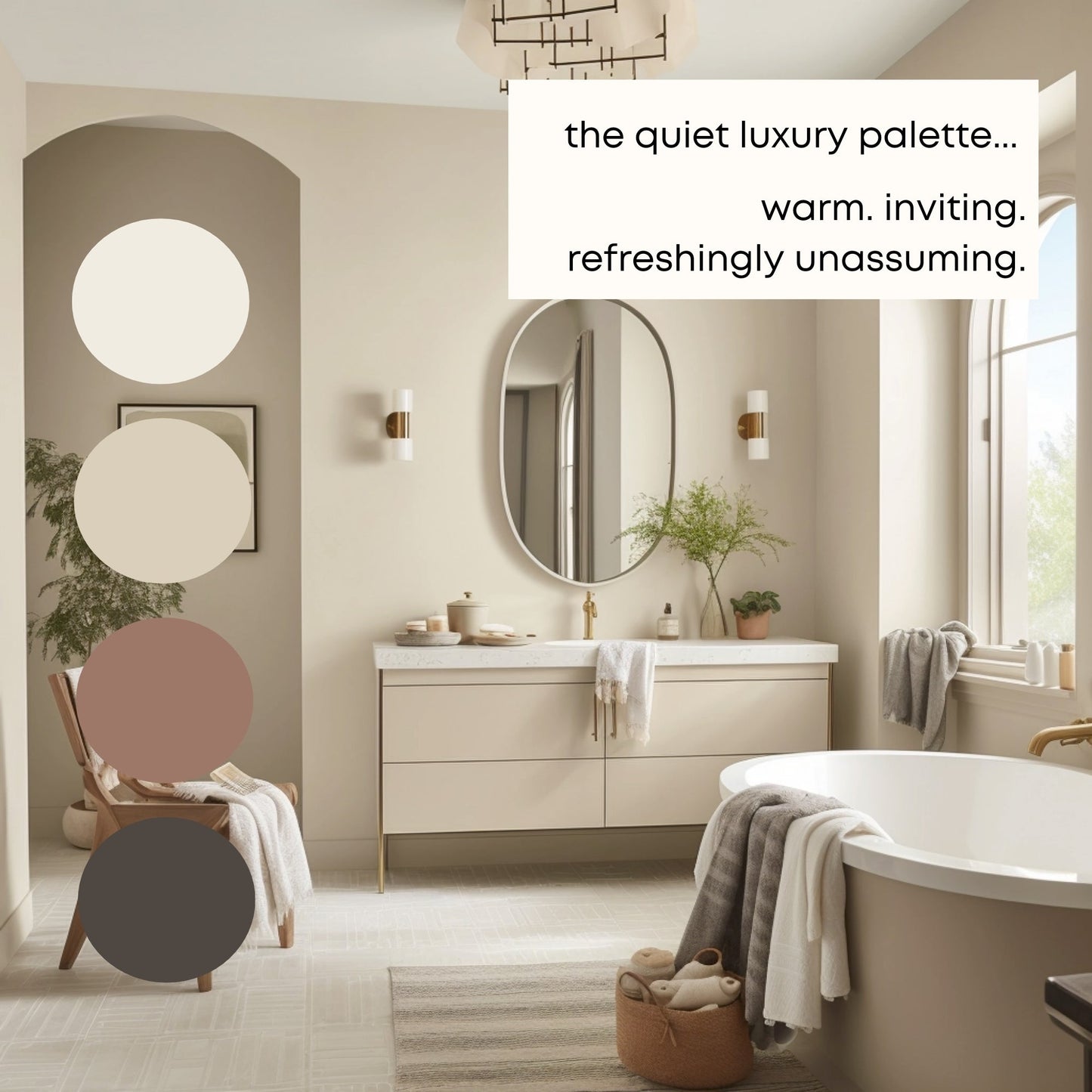 Quiet Luxury Benjamin Moore Paint Palette, Interior Paint Colors for Home, Modern Neutrals, Warm and Cozy, Smokey Taupe Compliments, Moody Earth Tones