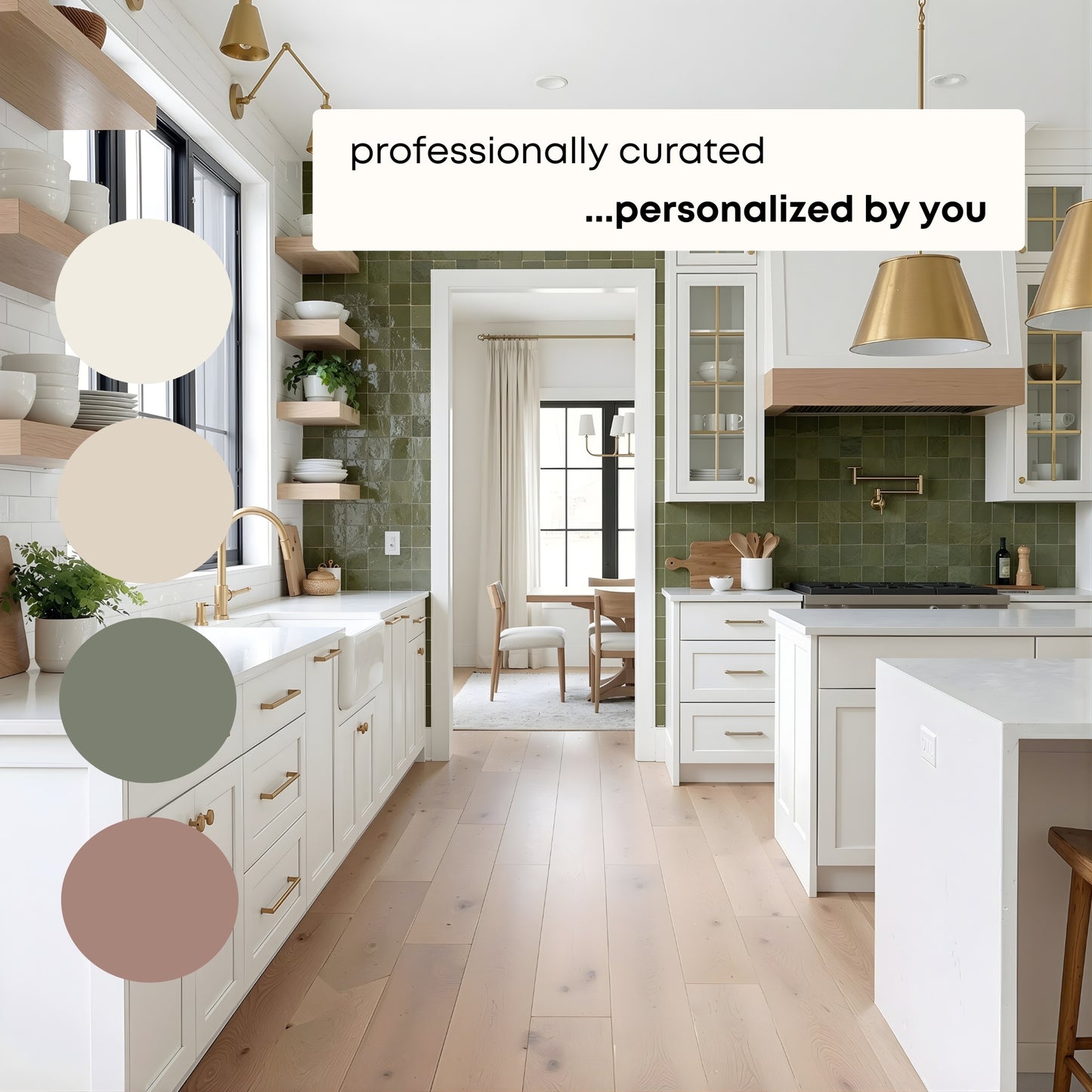 Rosepine Benjamin Moore Paint Palette, Timeless Neutral Interior Colors, Whole House Color Scheme, Earthy Green, Fog Mist