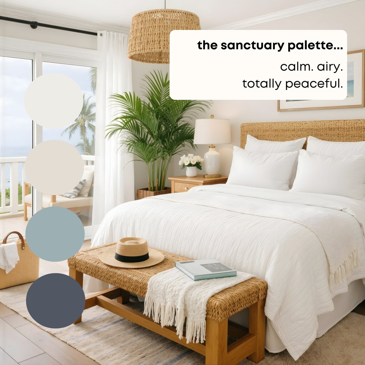 Sanctuary Sherwin Williams Paint Palette | Calm Neutral Interior Paint Colors for Home | Airy Interior Design Color Palette