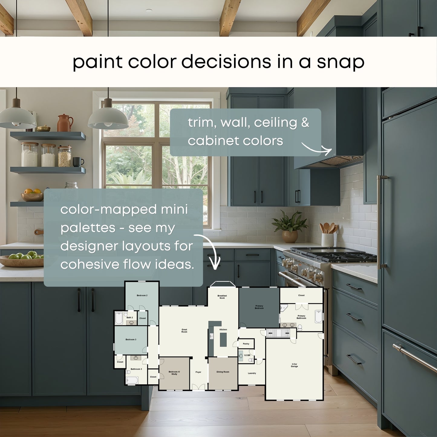 Revere Pewter Benjamin Moore Paint Palette | Timeless Neutral Interior Paint Colors | Transitional Warm Neutral Color Scheme