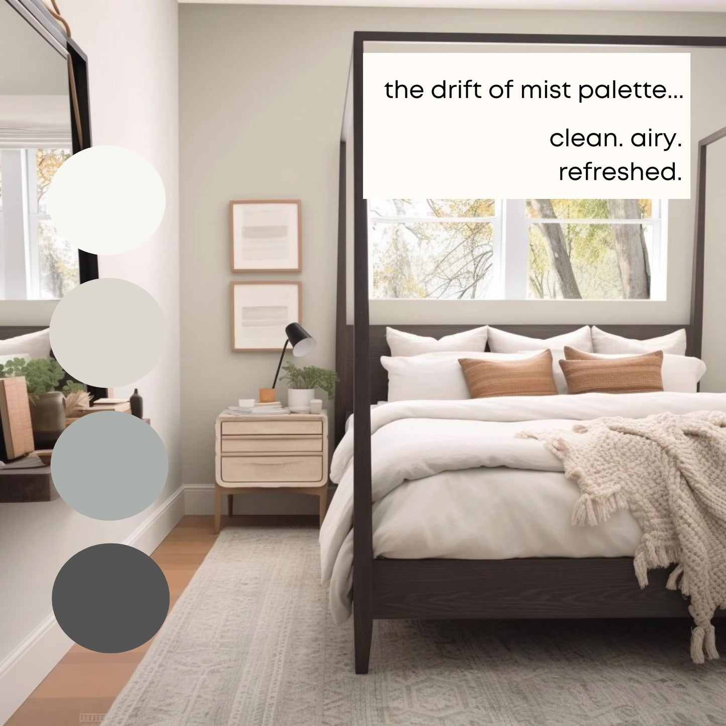 Drift of Mist Sherwin Williams Paint Palette - Modern Neutral Interior Paint Colors for Home - Coastal Interior Design Color Palette, Sherwin Williams Iron Ore