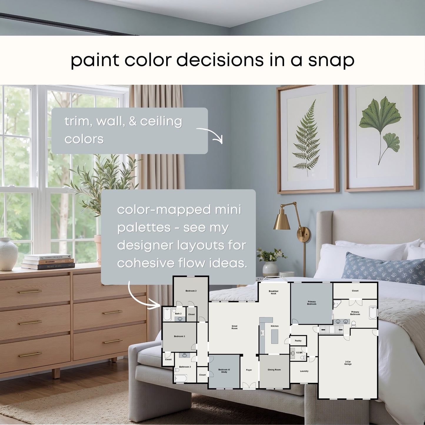 French Country Sherwin Williams Paint Palette, Interior Paint Colors for Home, Cottage Colors, Coastal Colors, Pure White