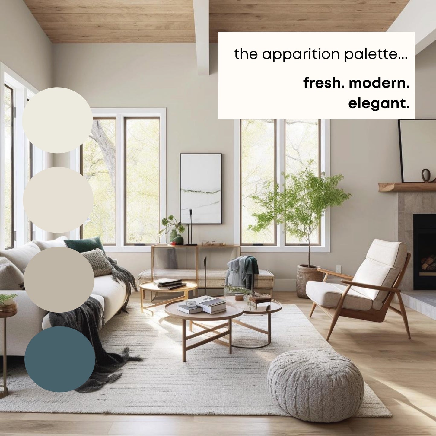 Apparition Benjamin Moore Paint Palette - Modern Neutral Interior Paint Colors for Home - Coordinating Interior Design Color Palette, Benjamin Moore Coastal