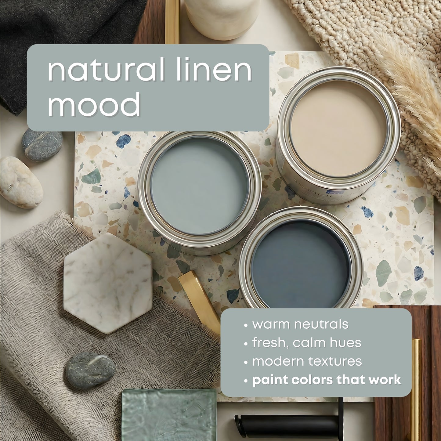 Natural Linen Sherwin Williams Paint Palette, Neutral Interior Paint Colors, Transitional, Mediterranean Coastal Color Scheme