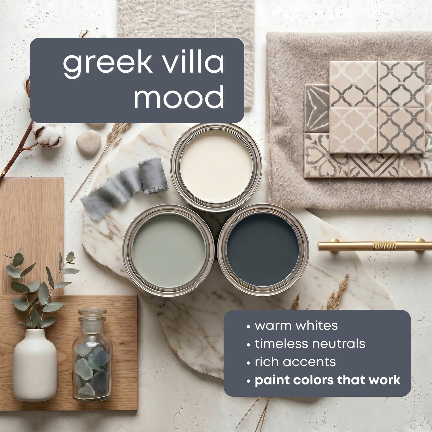 Greek Villa Sherwin Williams Paint Palette, Neutral Interior Paint Colors, Lake House Color Scheme, Drift of Mist