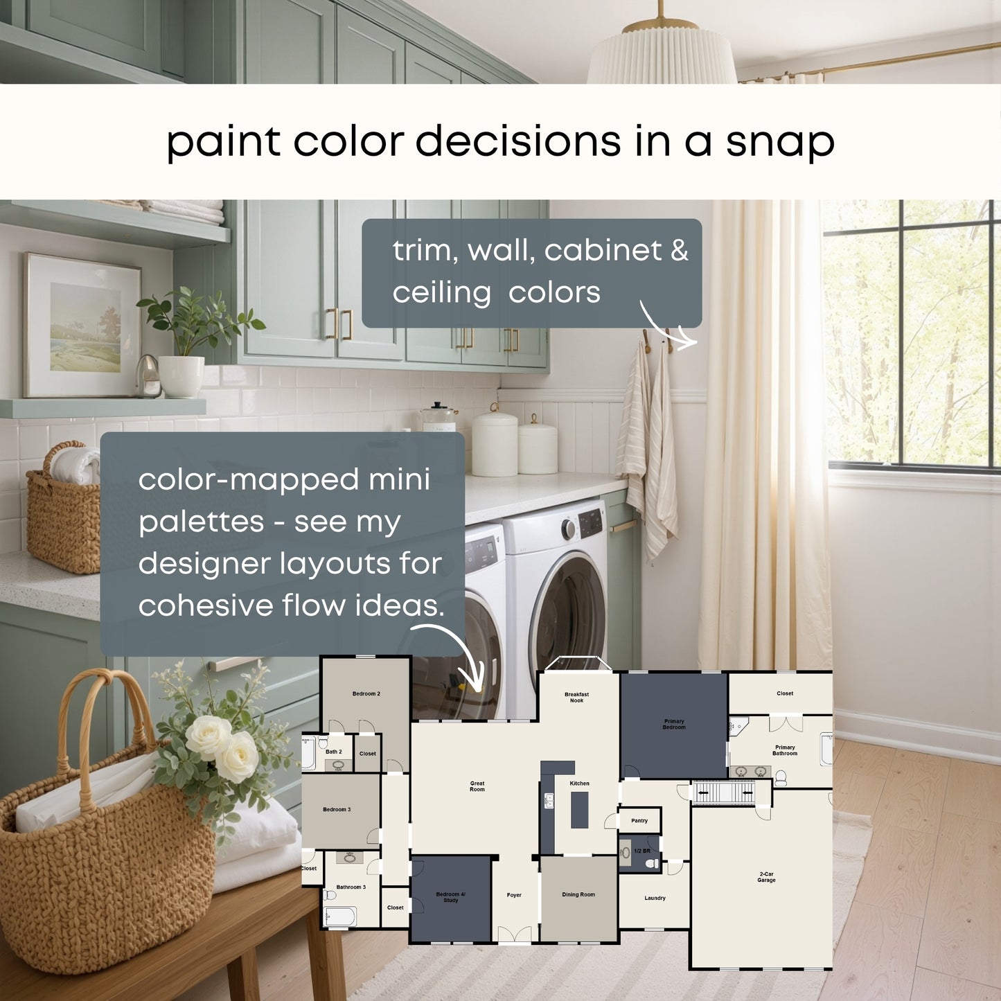 Greek Villa Sherwin Williams Paint Palette, Neutral Interior Paint Colors, Lake House Color Scheme, Drift of Mist