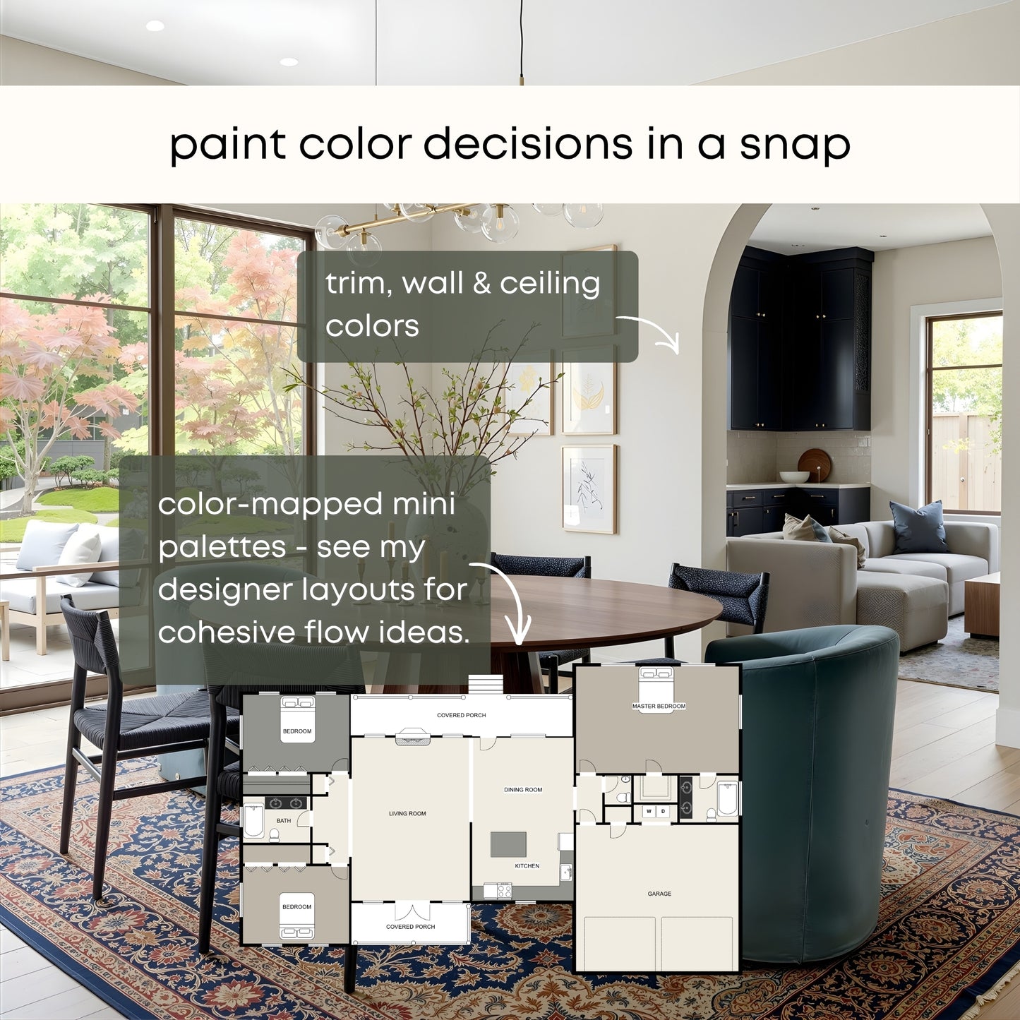 White Dove Benjamin Moore Paint Palette - Modern Neutral Interior Paint Colors for Home - Coordinating Interior Design Color Palette, Benjamin Moore White Dove