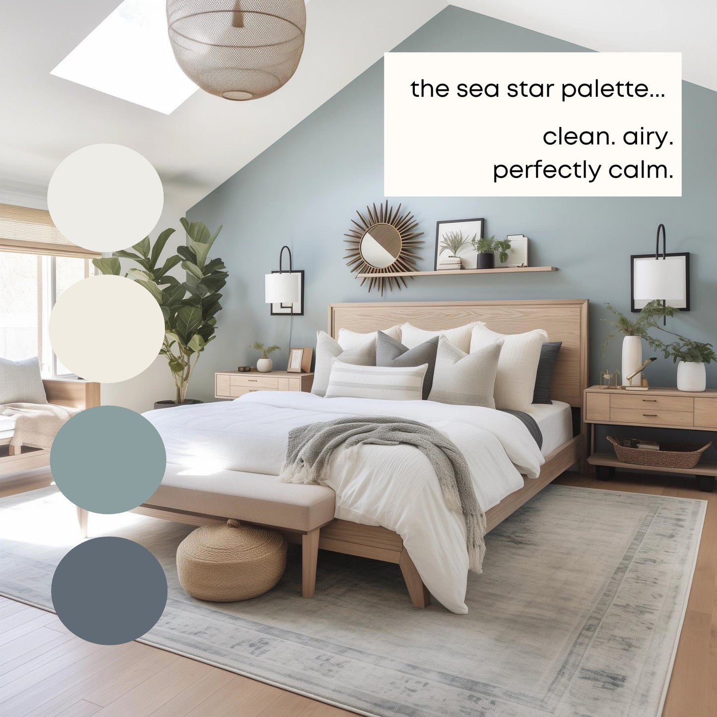 Sea Star Benjamin Moore Paint Palette, Interior Paint Colors for Home, Coastal Colors, Harbor Haze