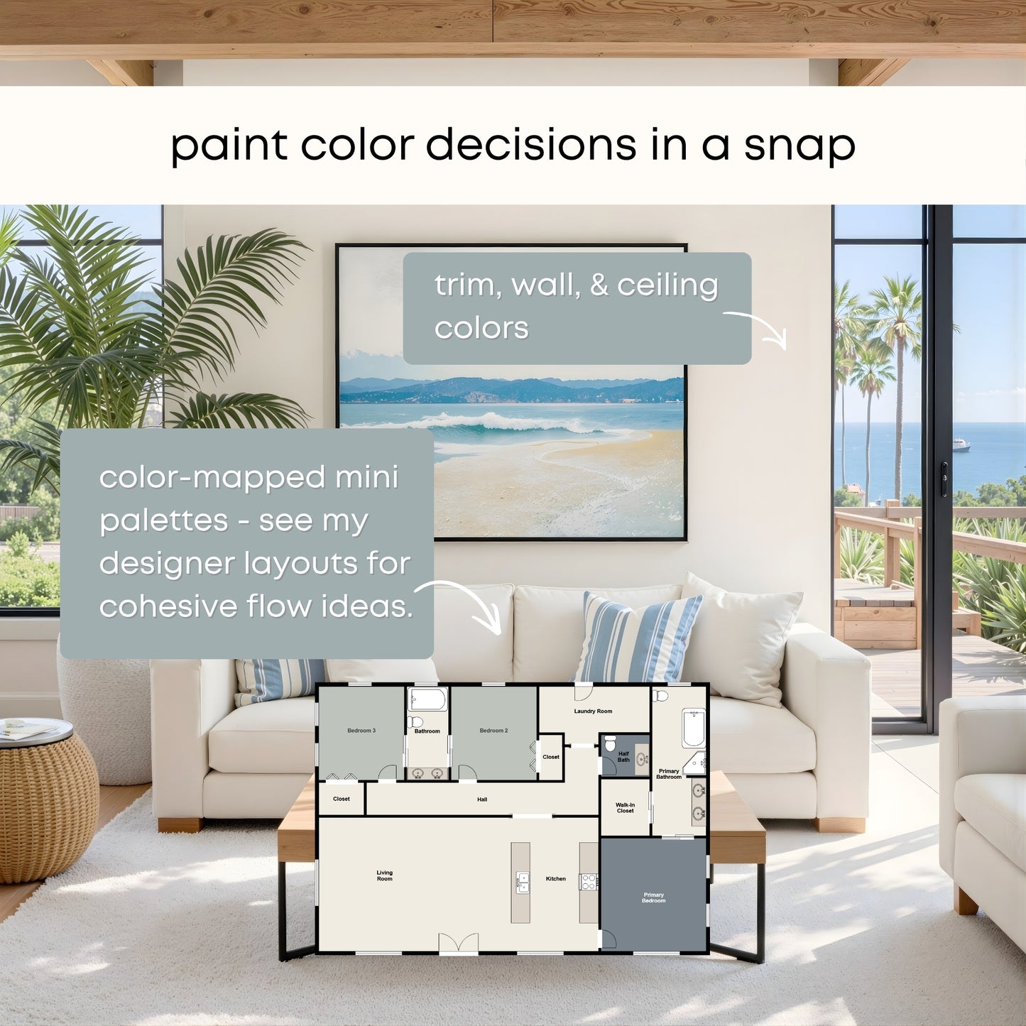 Quiet Coastal | Sherwin Williams Paint Palette | Calm Coastal Neutrals | Timeless Beach House Color Scheme