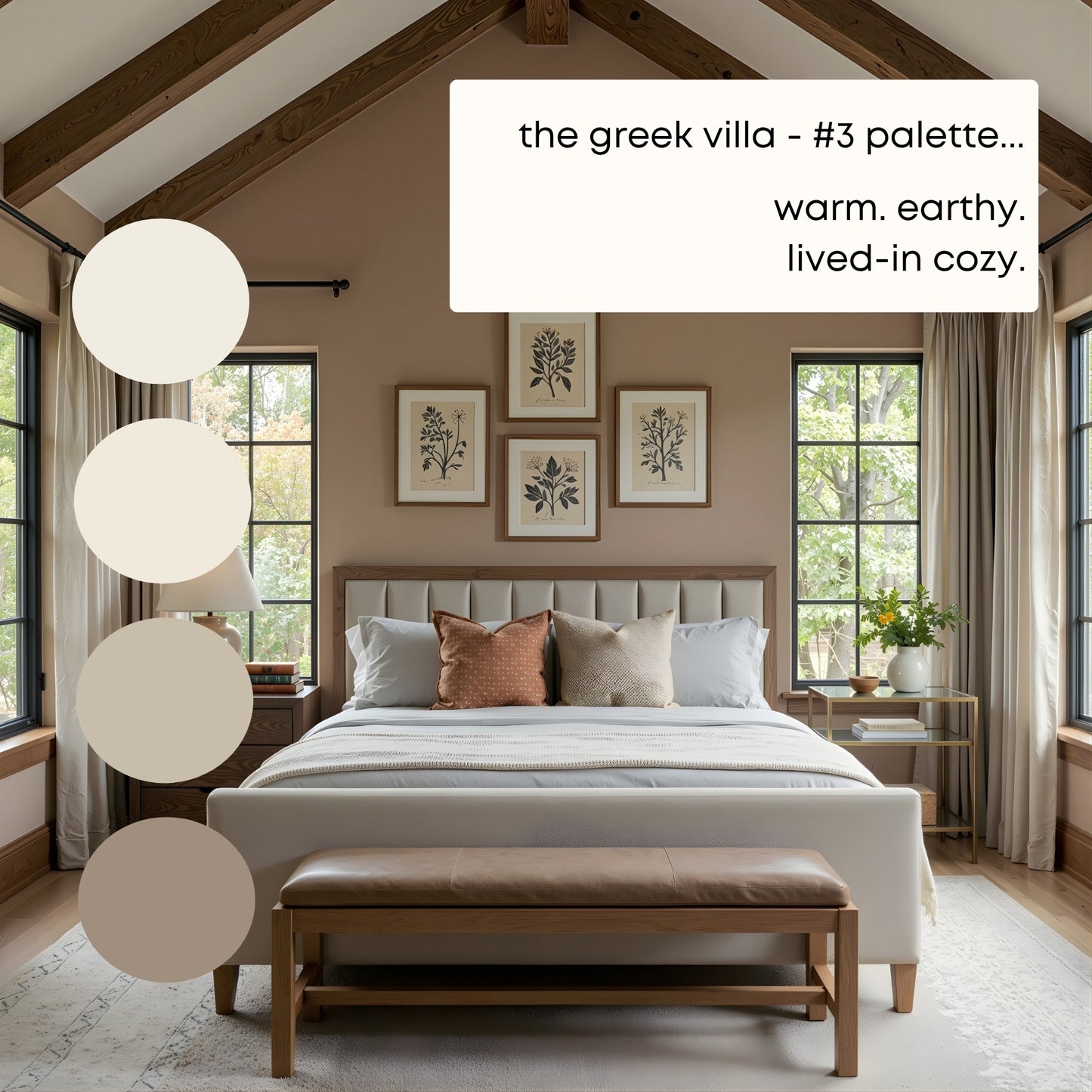 Greek Villa - Palette Three, Sherwin Williams Paint Palette | Neutral Interior Paint Colors | Rustic Mediterranean Coastal Color Scheme