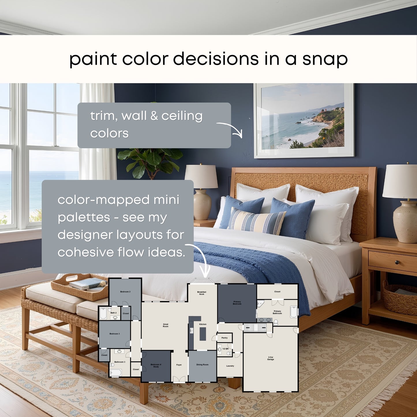 Pale Oak - #2 Benjamin Moore Paint Palette | Timeless Neutral Interior Paint Colors | Transitional Coastal Color Scheme
