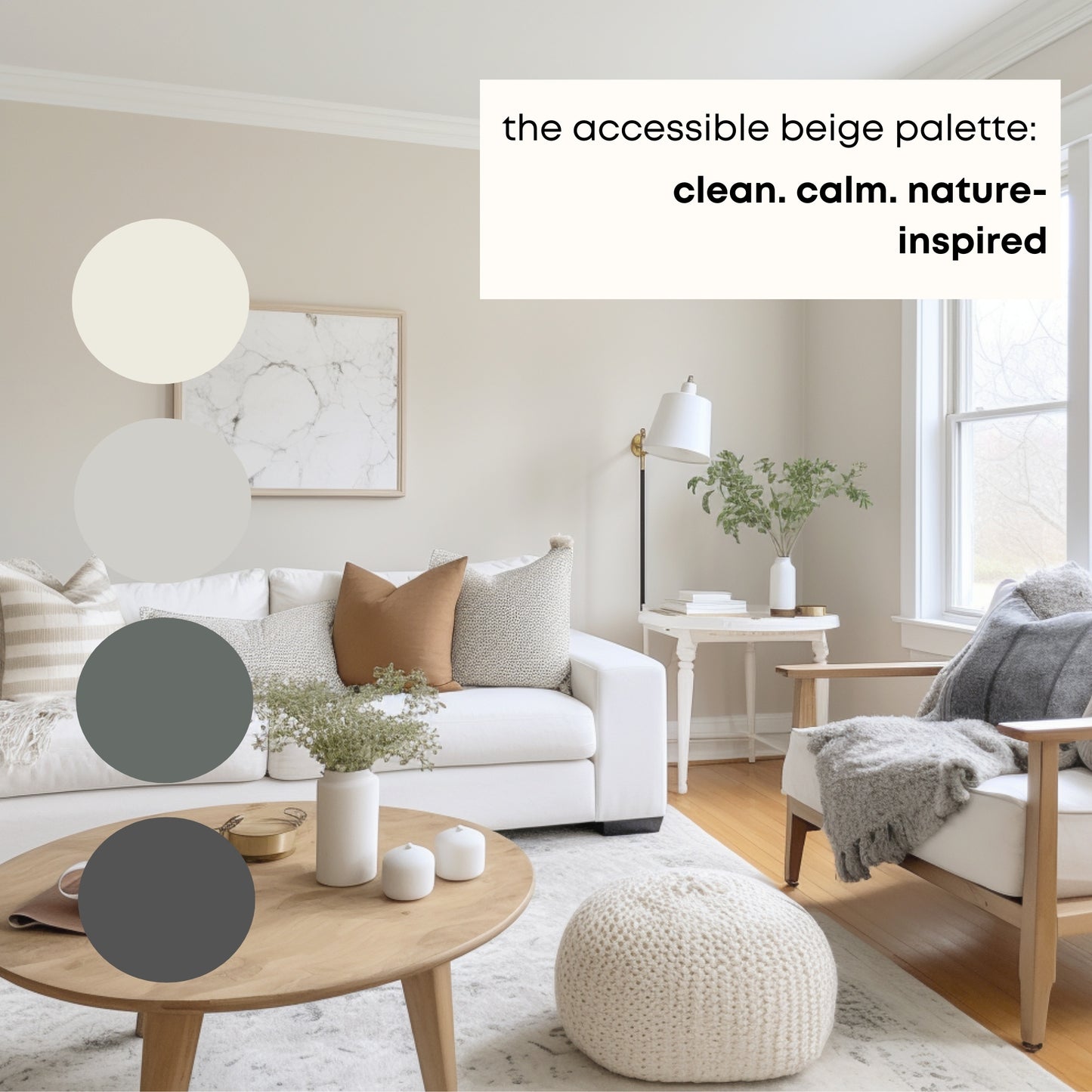 Accessible Beige Sherwin Williams Paint Palette, Modern Neutral Interior Paint Colors for Home, Accessible Beige Compliments, Warm Whites, Evergreen Fog