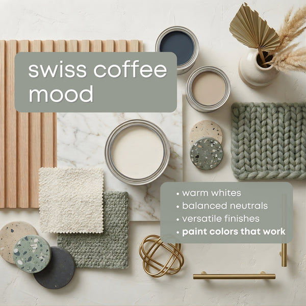 Swiss Coffee Benajmain Moore Paint Palette, Modern Neutral Interior Pa ...