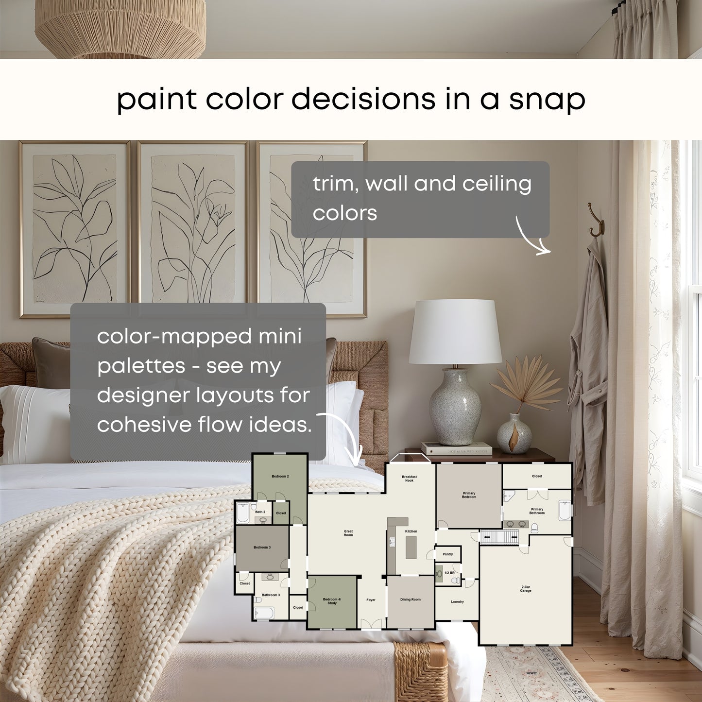 Saybrook Sage Benjamin Moore Paint Palette, Warm Neutral Interior Paint Colors, Cottage Color Scheme, White Dove