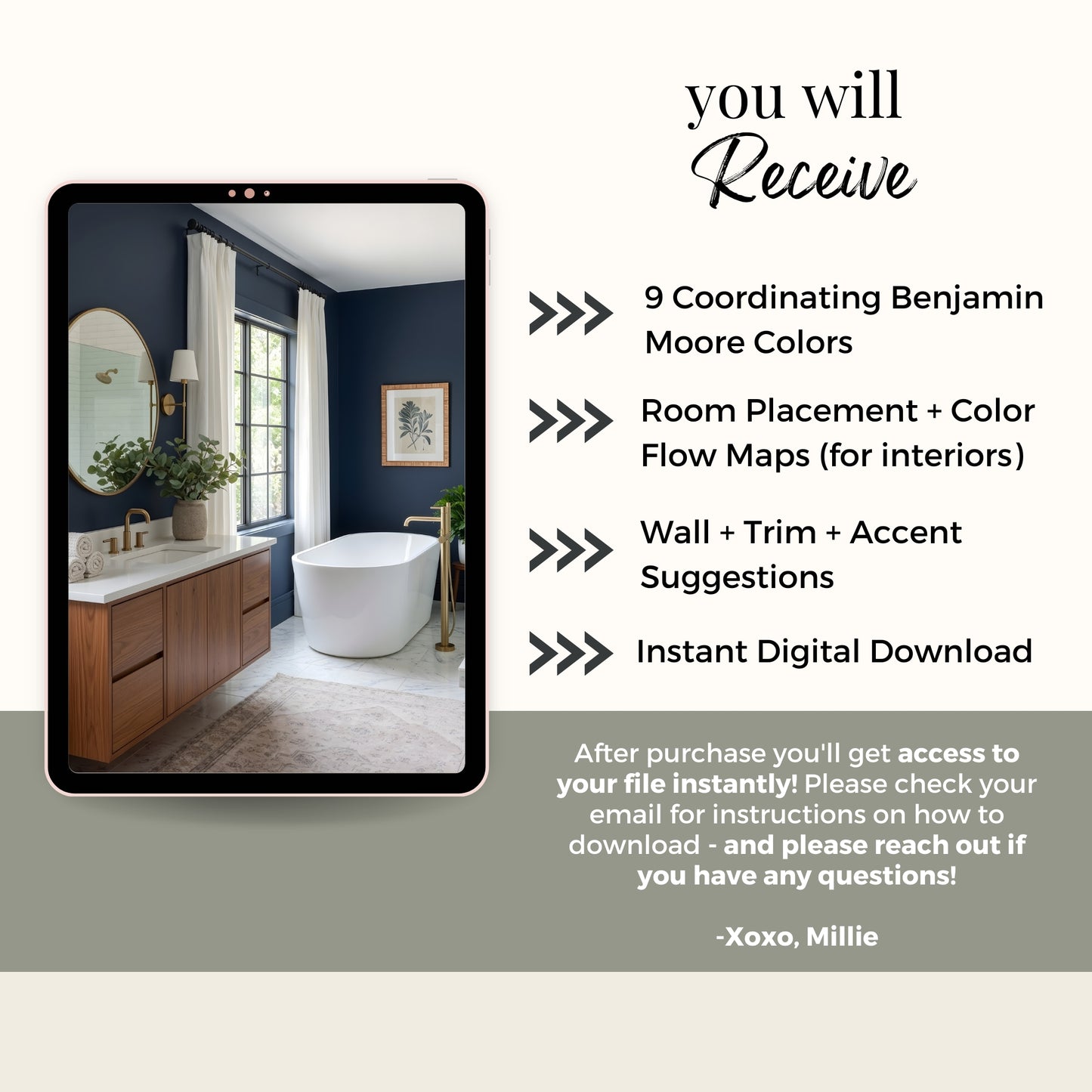 Swiss Coffee - Palette Three, Benjamin Moore Paint Palette, Neutral Interior Paint Colors, Rustic Mediterranean Coastal Color Scheme