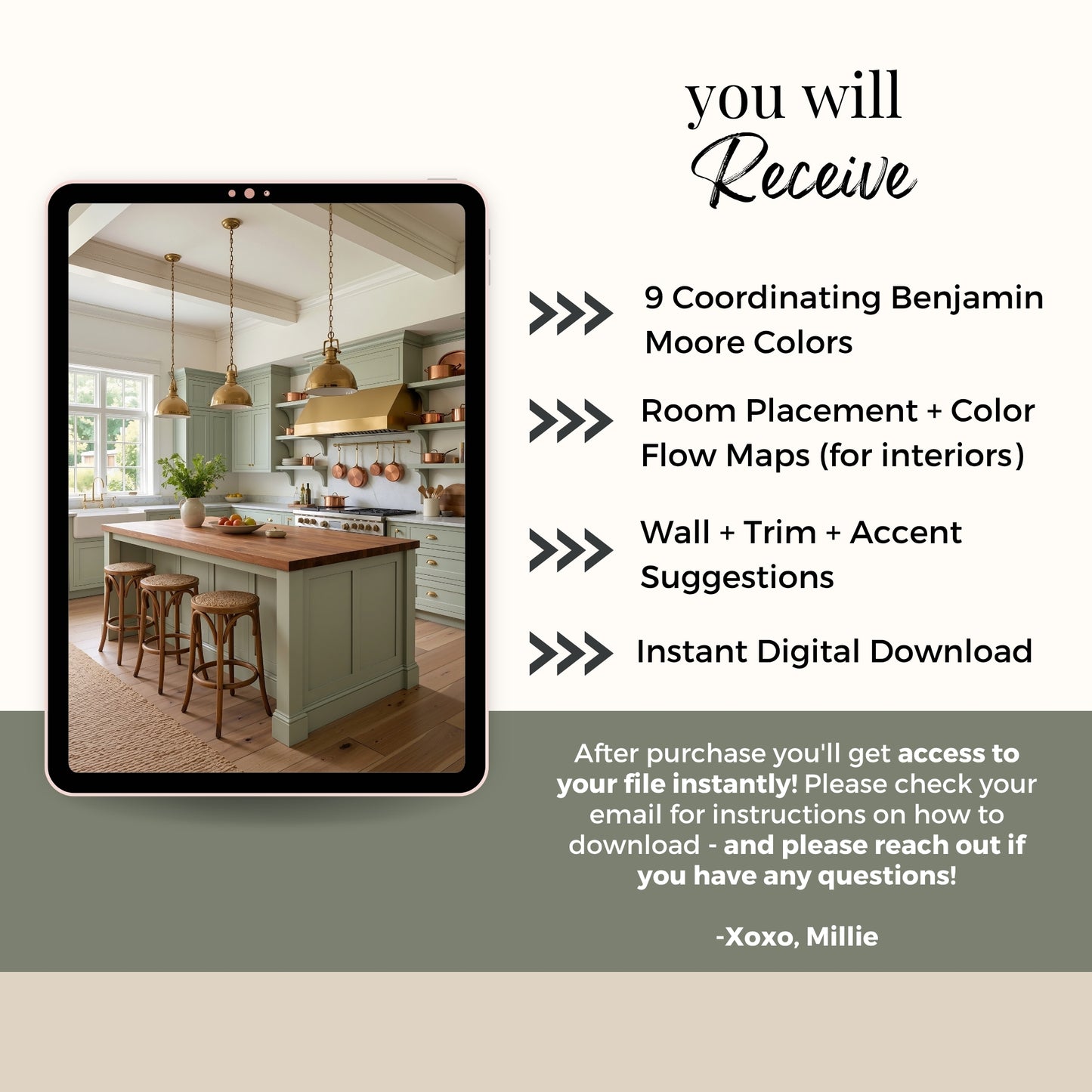 Rosepine Benjamin Moore Paint Palette, Timeless Neutral Interior Colors, Whole House Color Scheme, Earthy Green, Fog Mist