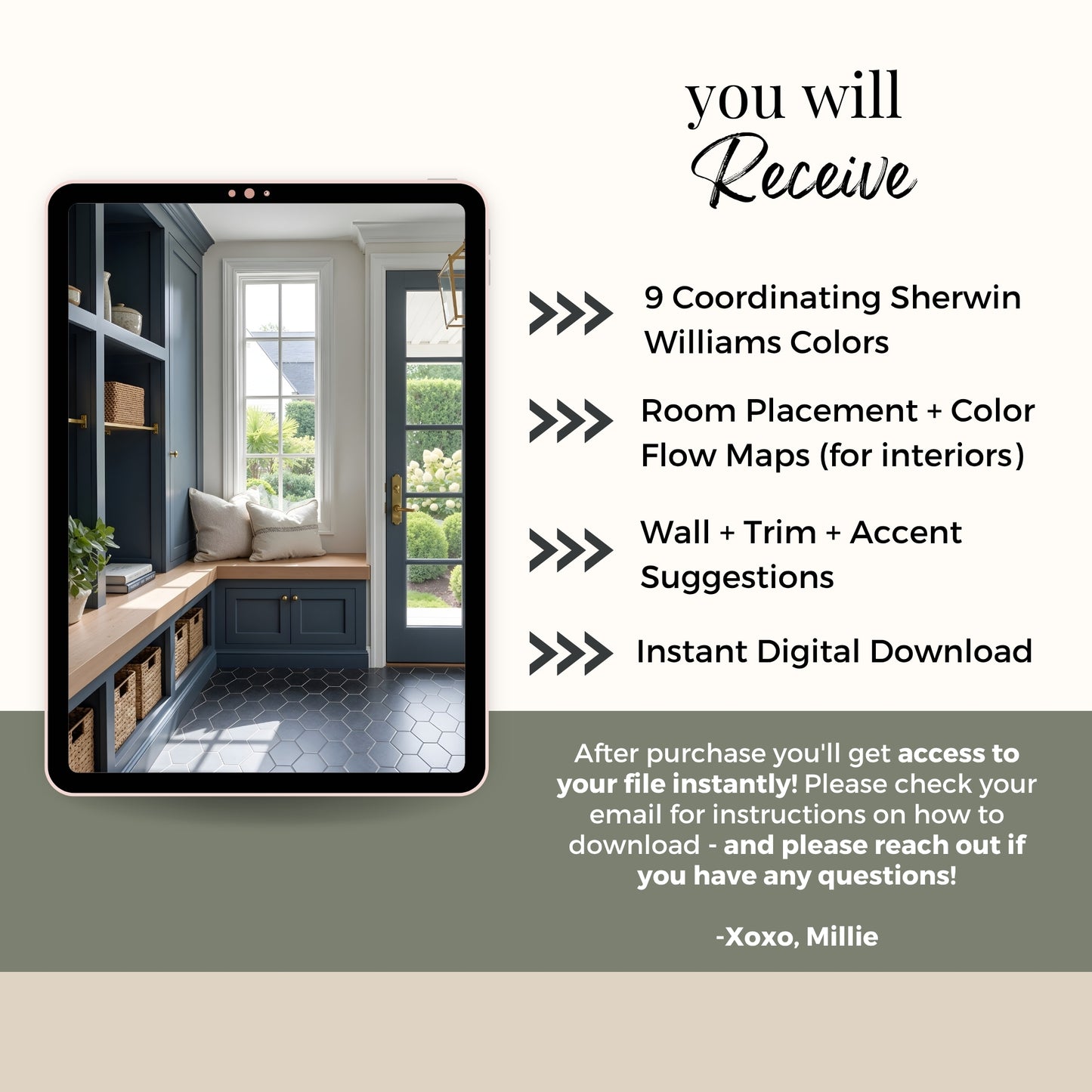 Dried Thyme Sherwin Williams Paint Palette, Timeless Neutral Interior Colors, Whole House Color Scheme, Earthy Green, Aesthetic White