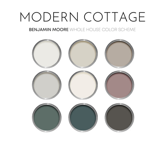 Modern Cottage Benjamin Moore Paint Palette, Warm Neutrals, Interior Paint Colors, Coordinating Interior Design, Color Palette, Jack Pine