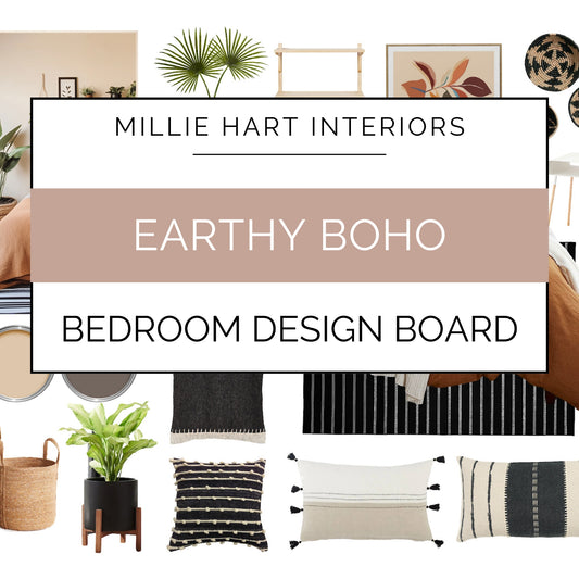 Earthy Boho Bedroom Design Board