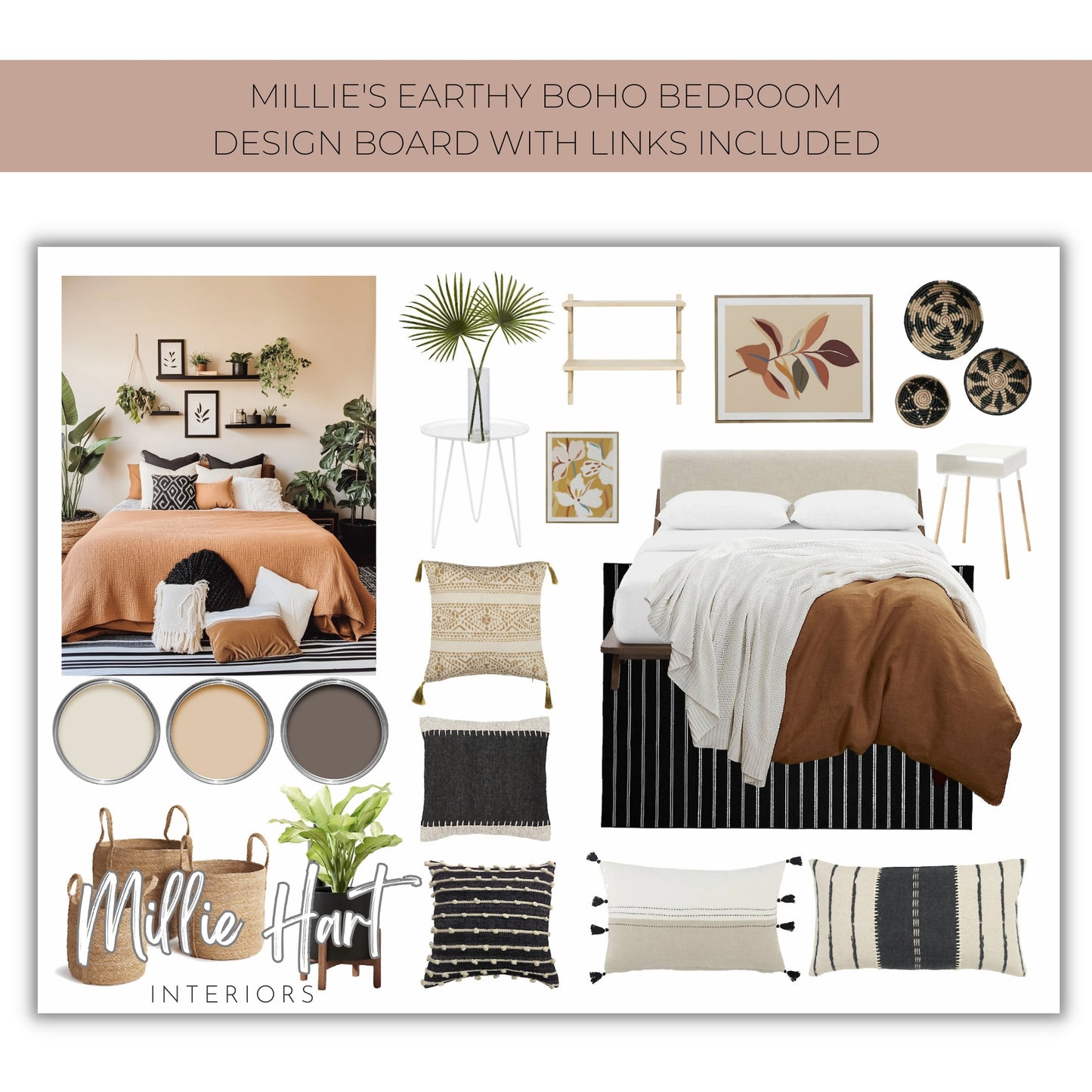 Earthy Boho Bedroom Design Board