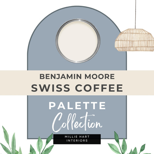 Swiss Coffee Benjamin Moore Paint Palette Collection, Neutral Interior Paint Colors for Home | Warm Whites  | Timeless Blues and Greens