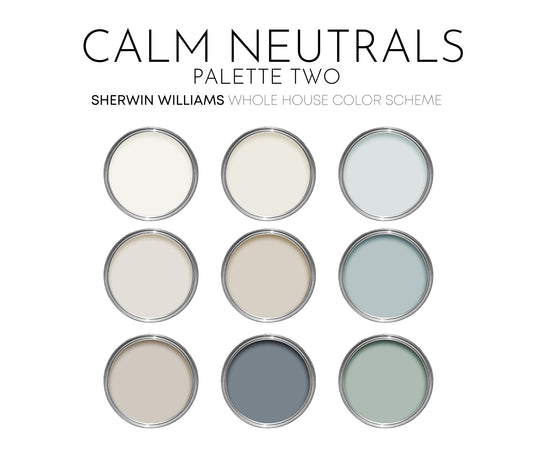 Calm Neutrals - Palette Two | Sherwin Williams Paint Palette | Neutral Interior Paint Colors for a Calm Home | Light Neutral Color Scheme