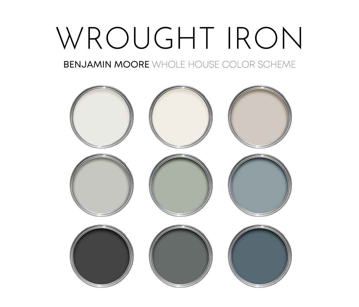 Wrought Iron Benjamin Moore Paint Palette, Modern Neutral Interior Pai ...