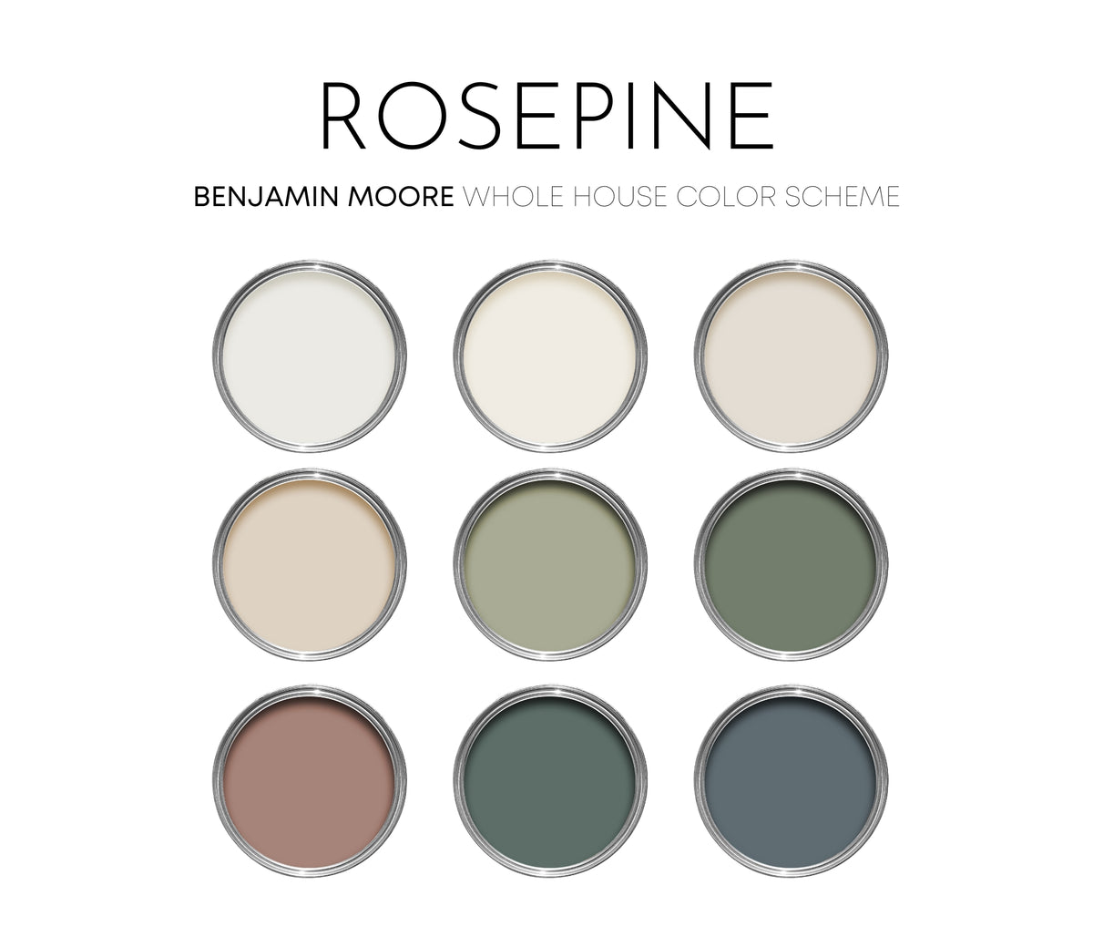 Rosepine Benjamin Moore Paint Palette, Timeless Neutral Interior Color ...