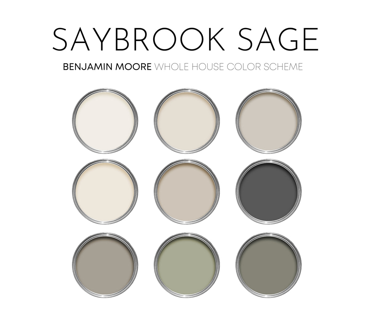 Saybrook Sage Benjamin Moore Paint Palette, Warm Neutral Interior Pain ...