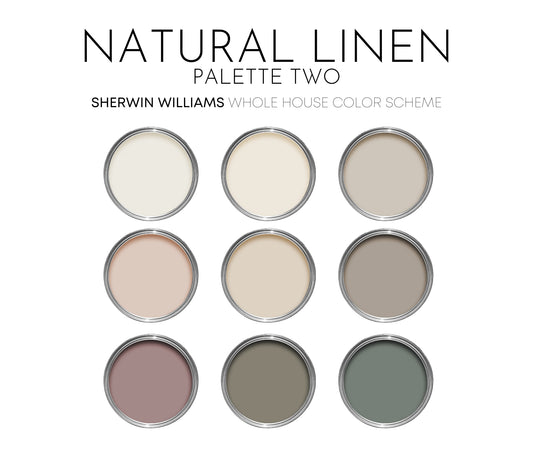 Natural Linen Palette Two, Sherwin Williams Paint Palette, Neutral Interior Paint Colors, Cozy Earthy Neutrals, Classic