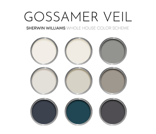Gossamer Veil Sherwin Williams Paint Palette, Neutral Interior Paint Colors, Lake House Color Scheme, Greek Villa