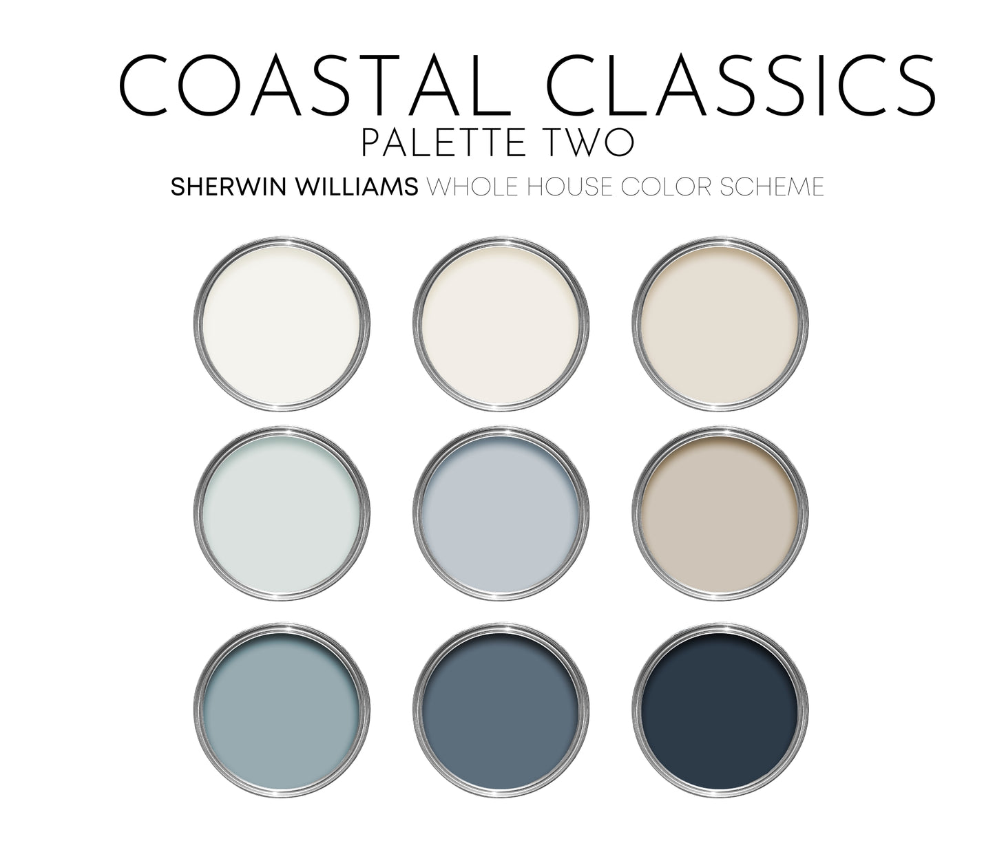 Coastal Classics - Palette Two | Sherwin Williams Paint Palette | Coastal Neutrals | Timeless Beach House Color Scheme