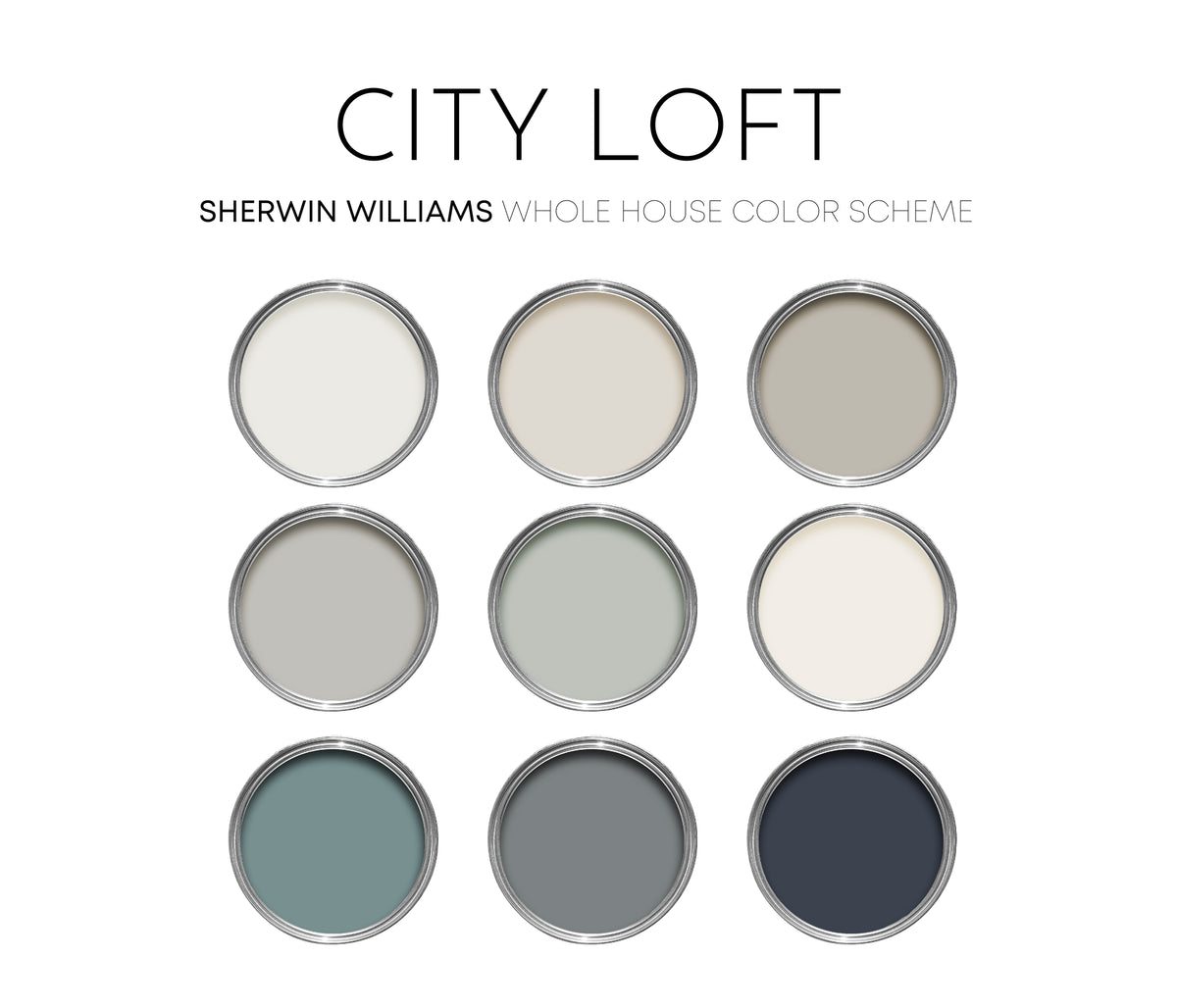 City Loft Sherwin Williams Paint Palette, Neutral Interior Paint Color ...
