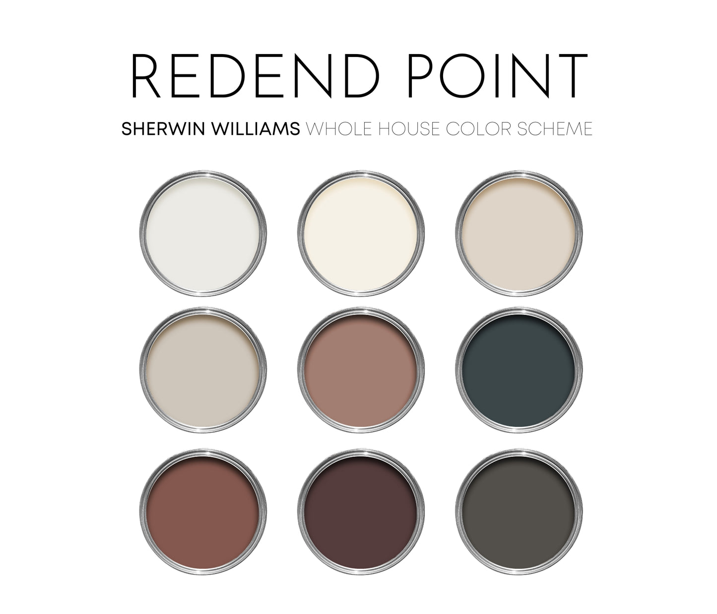 Redend Point Sherwin Williams Paint Palette, Neutral Interior Paint Colors, Earthy Color Scheme, Cascades Compliments, Warm Neutrals