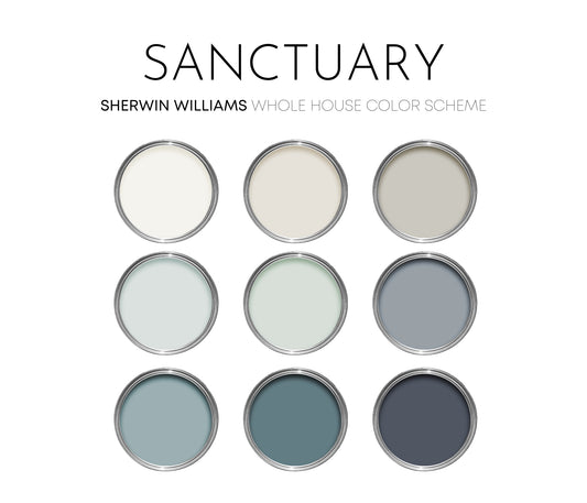 Sanctuary Sherwin Williams Paint Palette | Calm Neutral Interior Paint Colors for Home | Airy Interior Design Color Palette