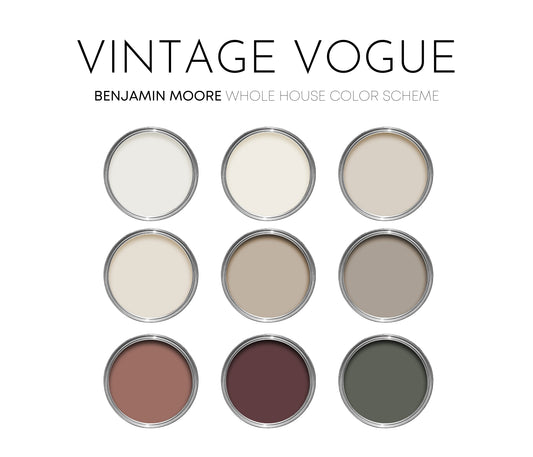 Vintage Vogue Benjamin Moore Paint Palette | Timeless Neutral Interior Paint Colors | Transitional Warm Neutral Color Scheme